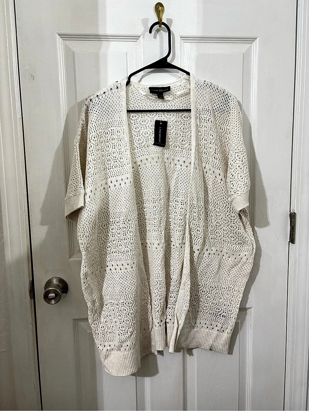 Lane Bryant Open Front Crochet Cardigan in White Size 2X NWT